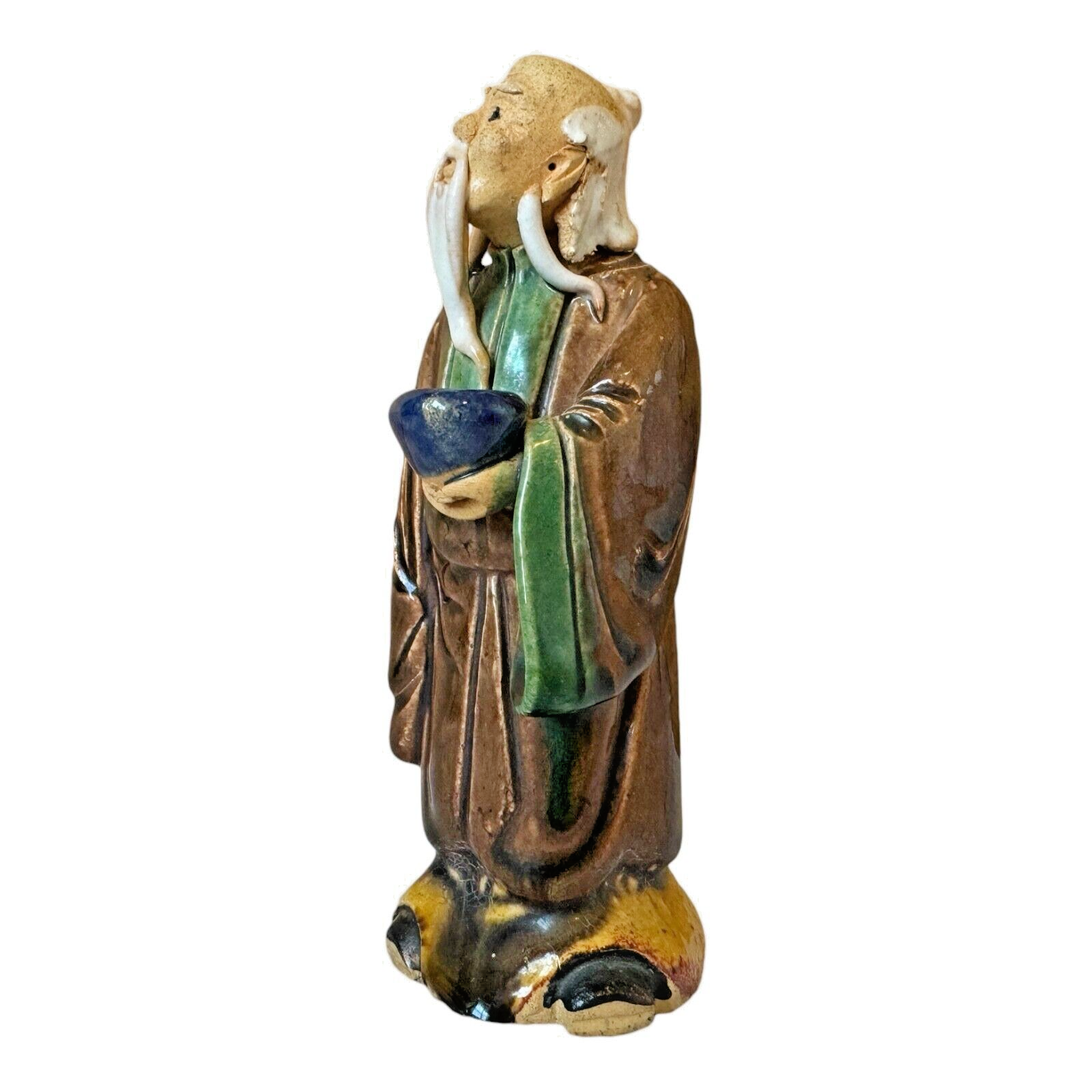 Antique Chinese Export Brown-Glazed Ceramic Mudman Figurine