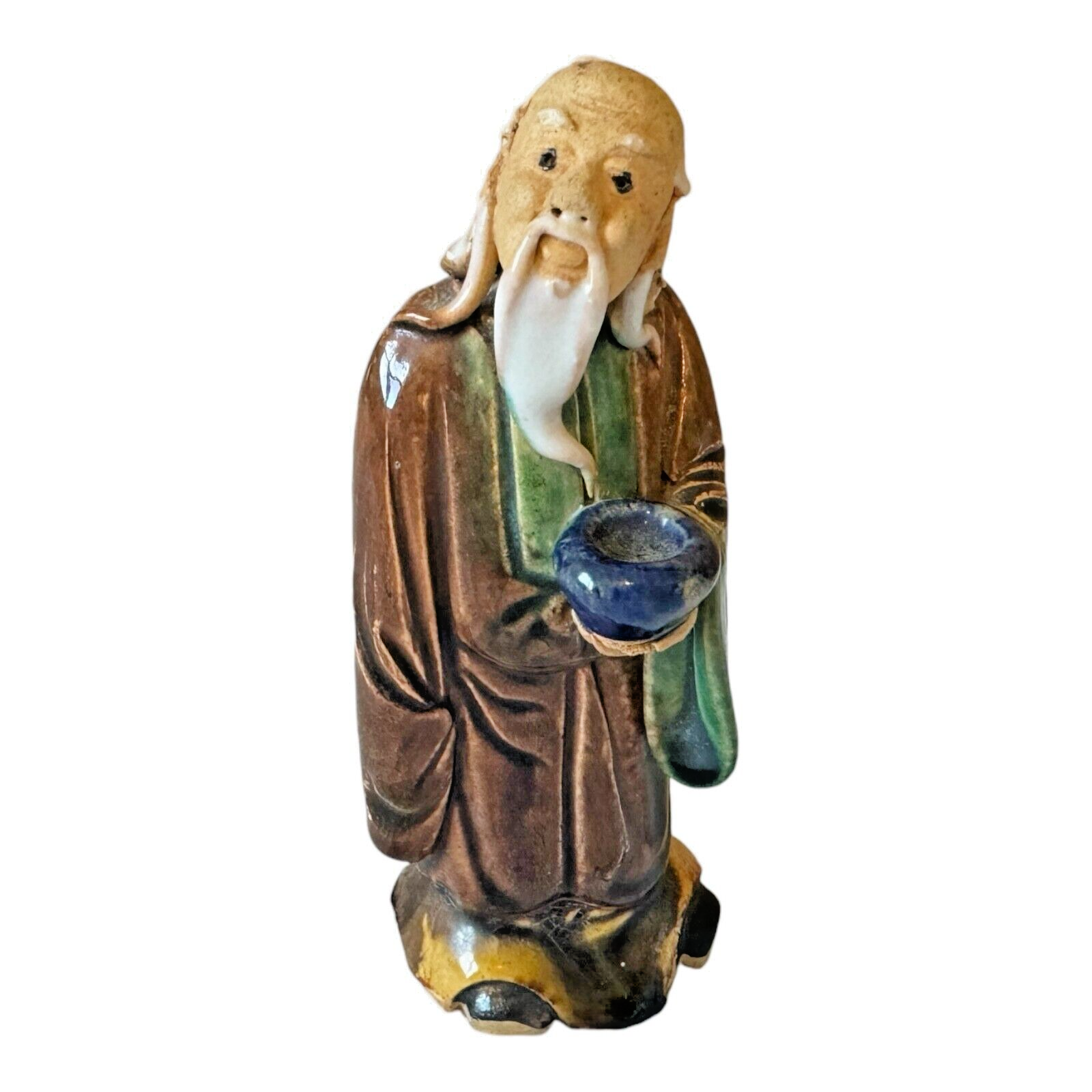Antique Chinese Export Brown-Glazed Ceramic Mudman Figurine