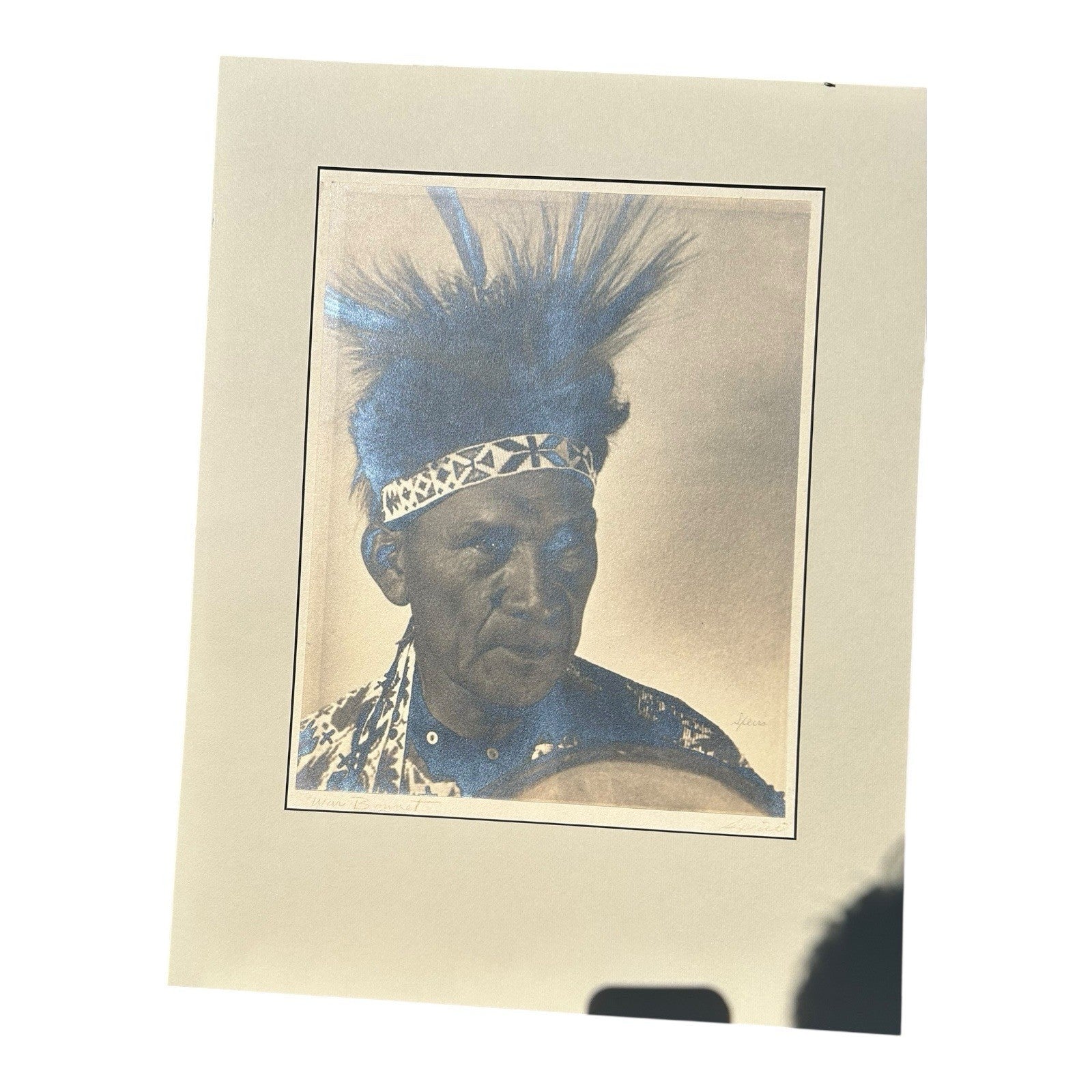 Antique Native American Photograph Entitled War Bonnet by Speirs