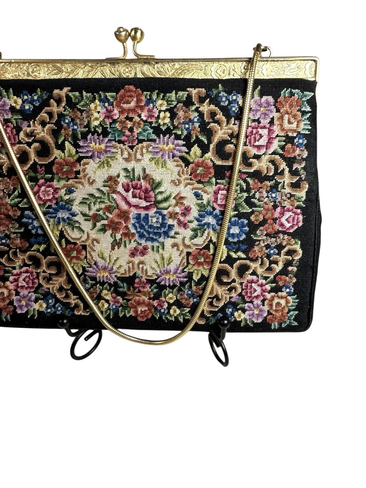 Vintage Tapestry Needlepoint Clutch Purse