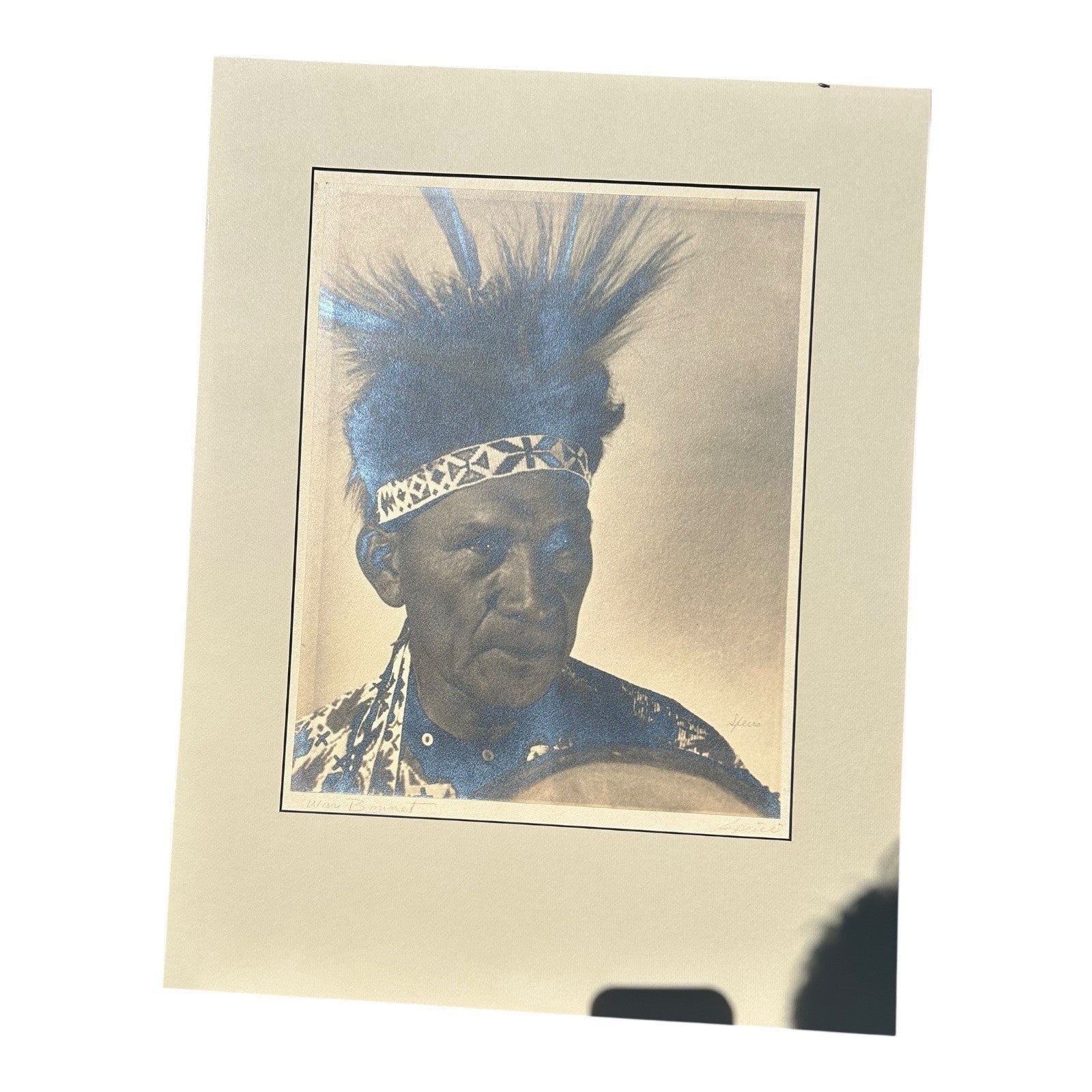 Antique Native American Photograph Entitled War Bonnet by Speirs