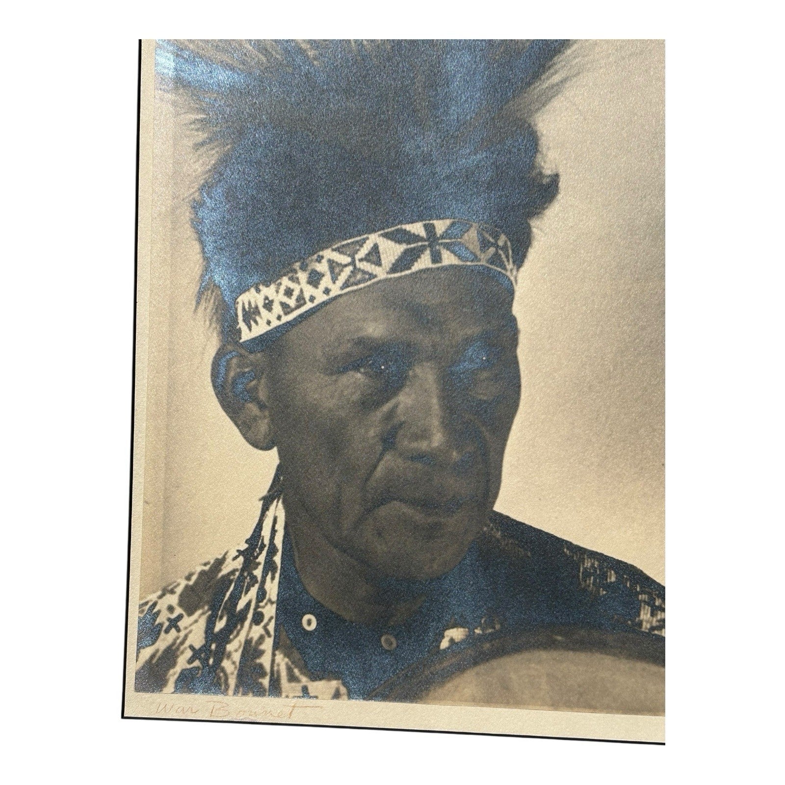 Antique Native American Photograph Entitled War Bonnet by Speirs