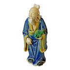 Antique Chinese Export Blue-Glazed Ceramic Pottery Mudman Figurine
