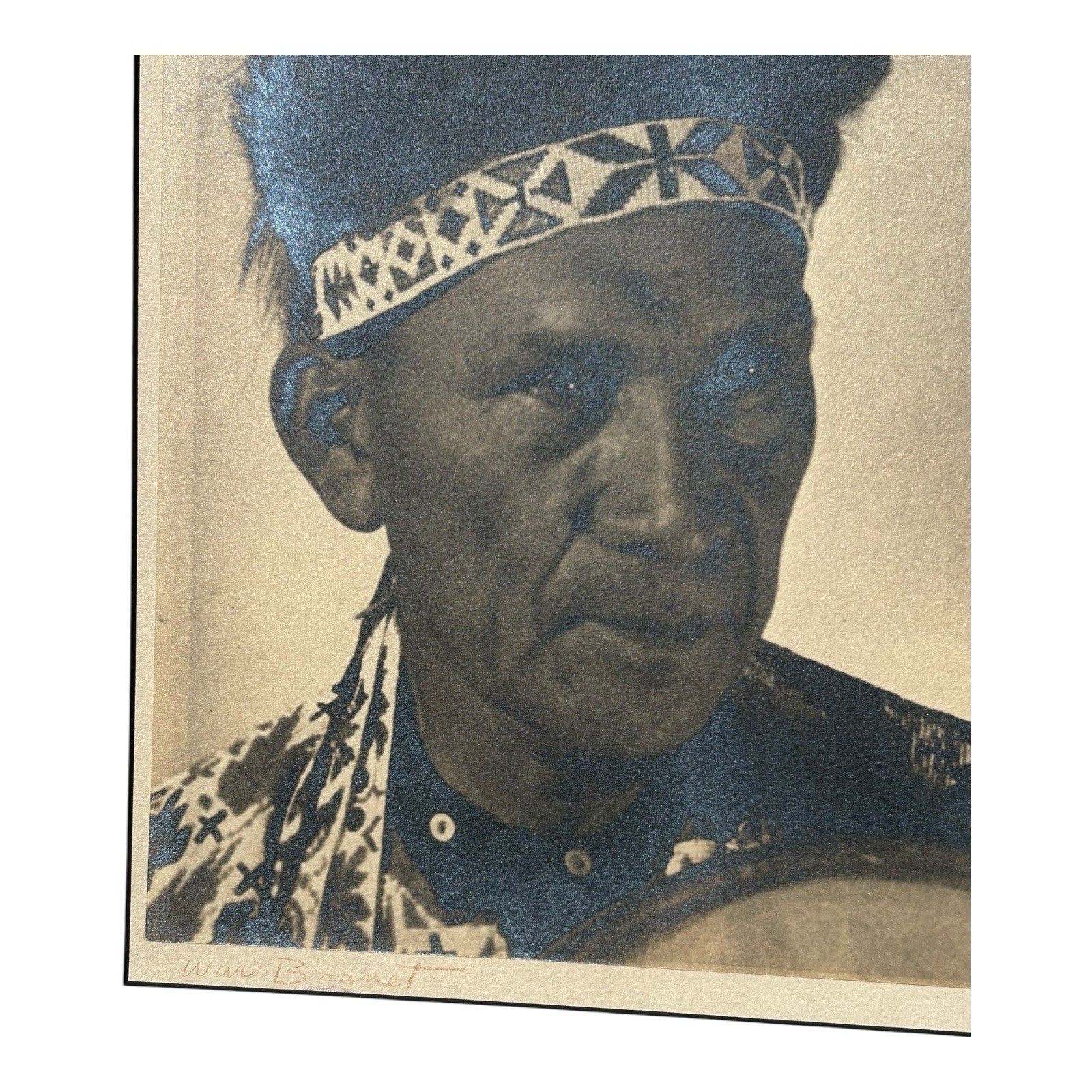 Antique Native American Photograph Entitled War Bonnet by Speirs