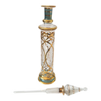 Antique Bohemian Cut Crystal Moser Style Raised Gilt Scent or Perfume Bottle