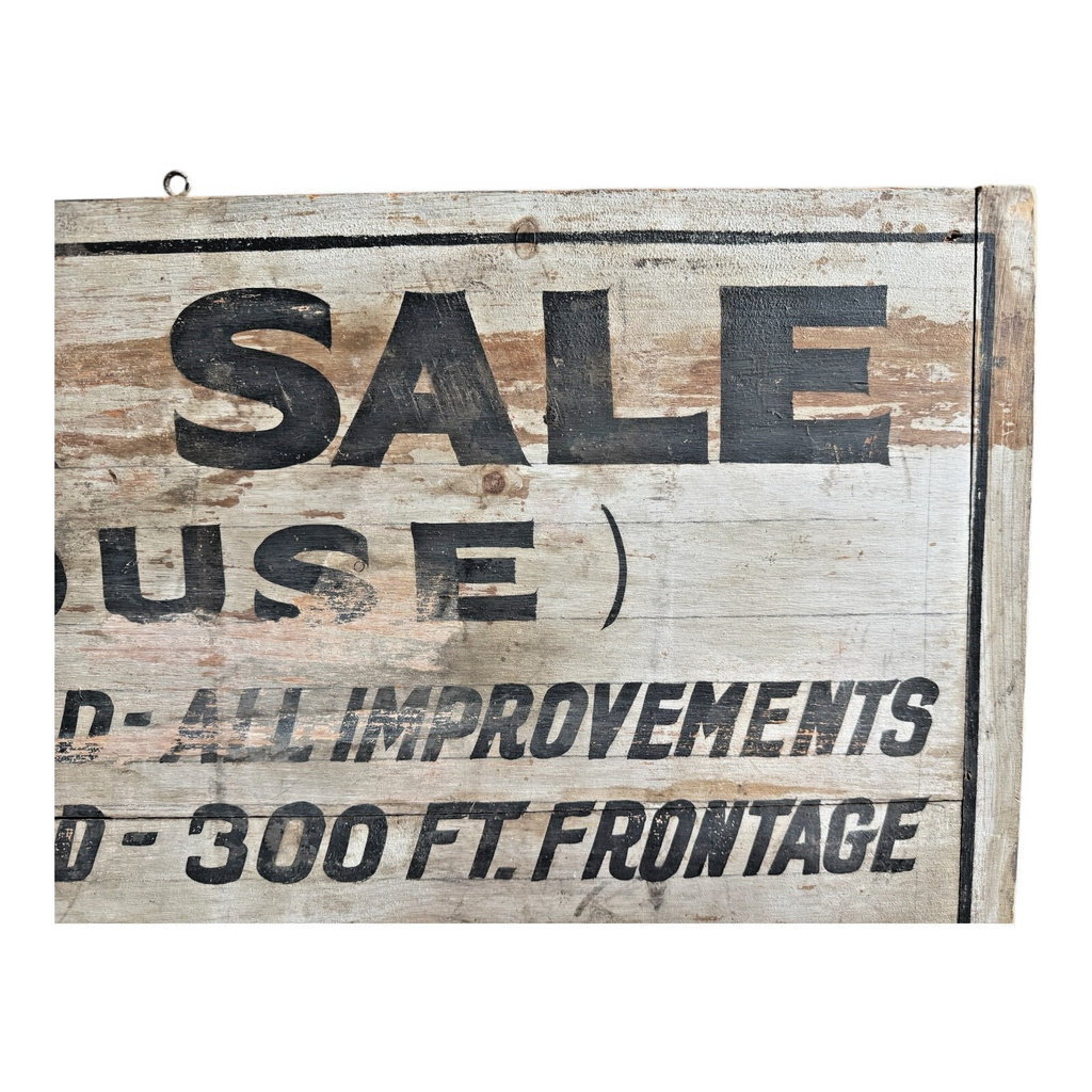 Antique Americana Wooden FOR SALE House Real Estate Advertising Sign