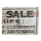Antique Americana Wooden FOR SALE House Real Estate Advertising Sign