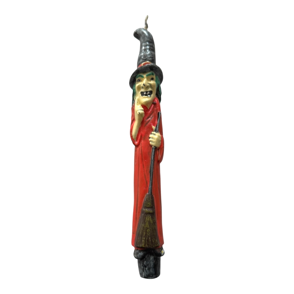 Vintage Halloween Gurley Style Witch Candle with Broom