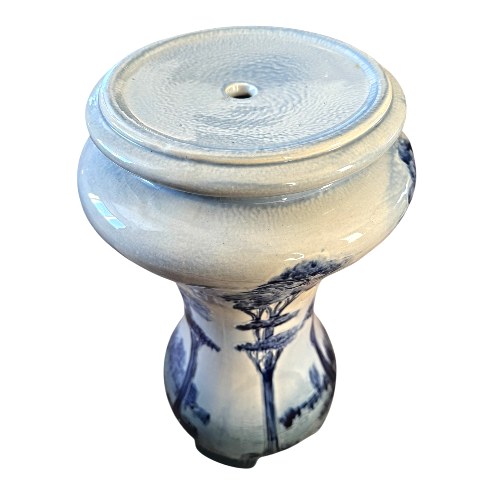 Antique Rare Tall Weller Blue Jap Birdimal Pottery Pedestal Plant Stand - 21"