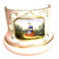 Antique Victorian Biedermeier Portrait Opaline Opal Glass Container