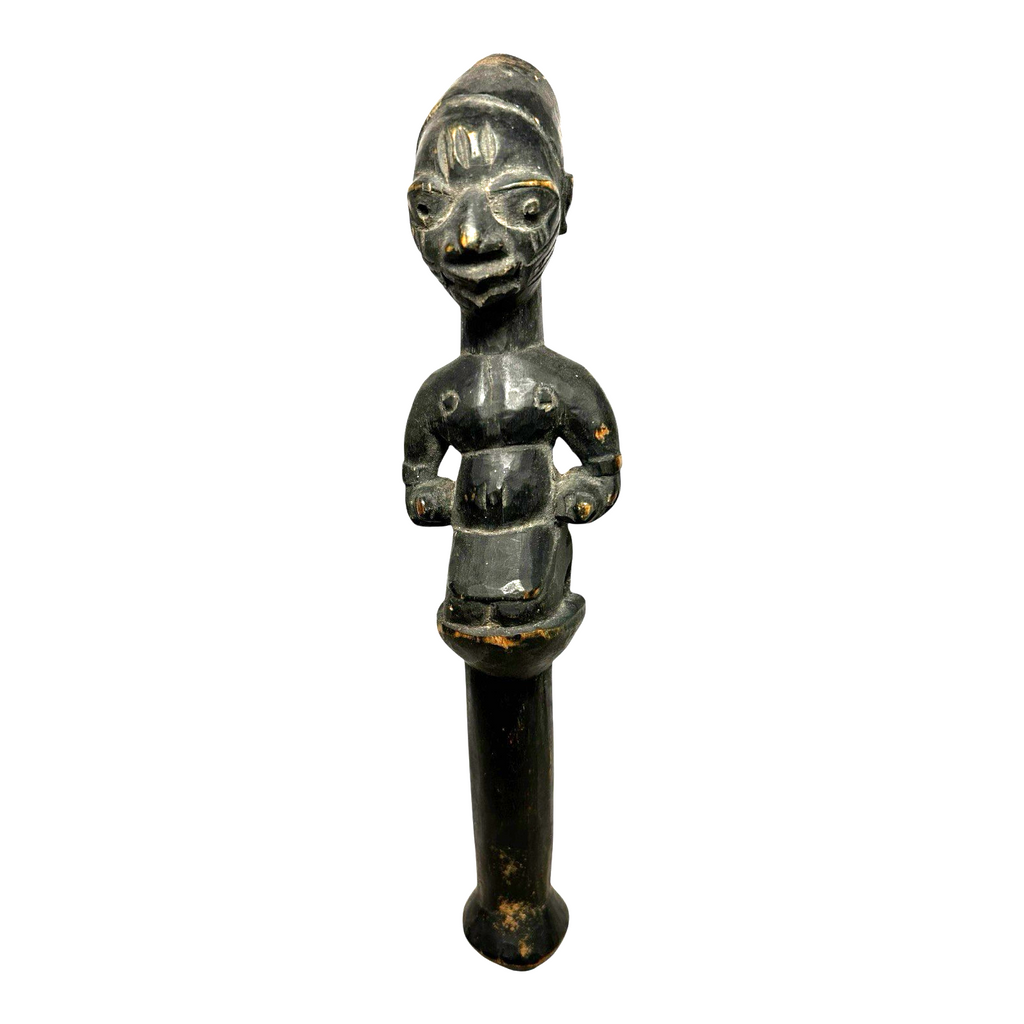 Antique African Yoruba Eshu Staff Ritual Figure - Hand Carved Wood