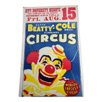 Vintage Clyde Beatty & Cole Bros World's Largest Circus Cardboard Poster