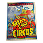 Vintage Clyde Beatty & Cole Bros Cardboard Circus Poster - Elephant and Clown