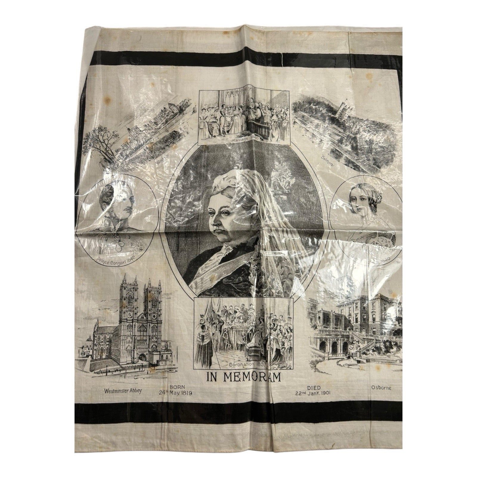 Antique Queen Victoria Commemorative Linen