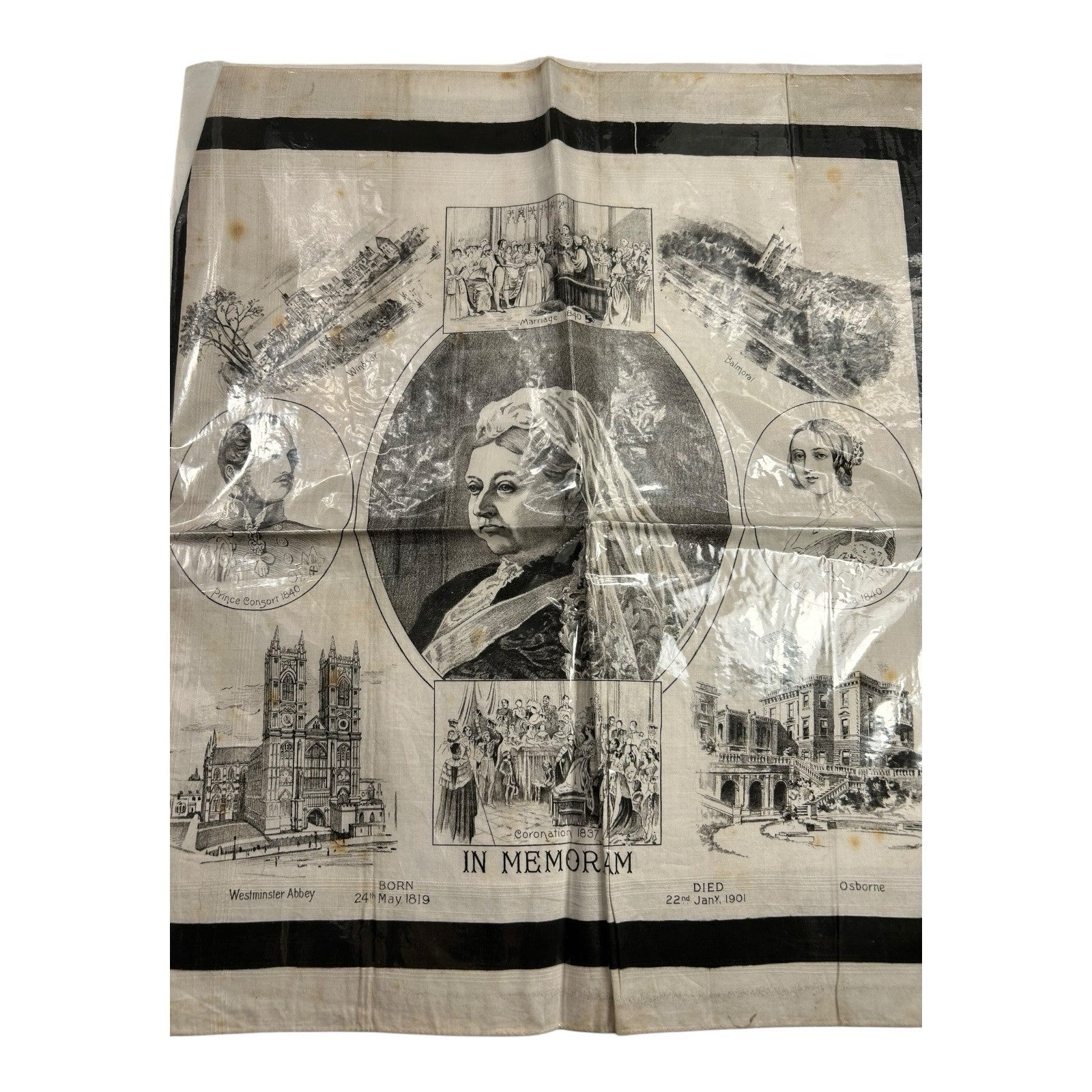 Antique Queen Victoria Commemorative Linen