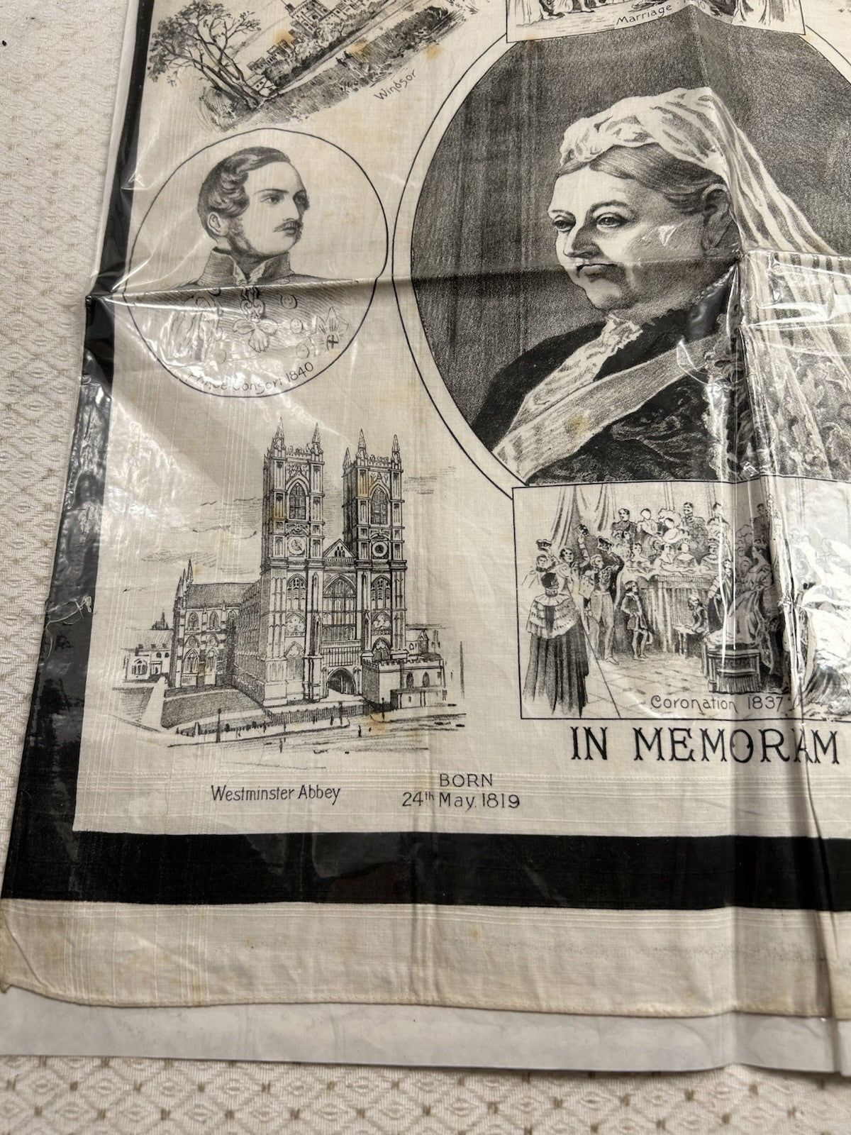 Antique Queen Victoria Commemorative Linen