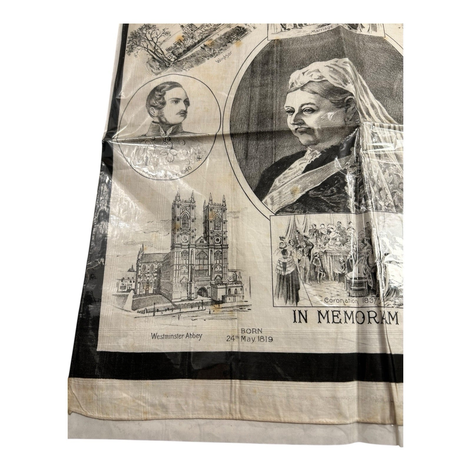 Antique Queen Victoria Commemorative Linen