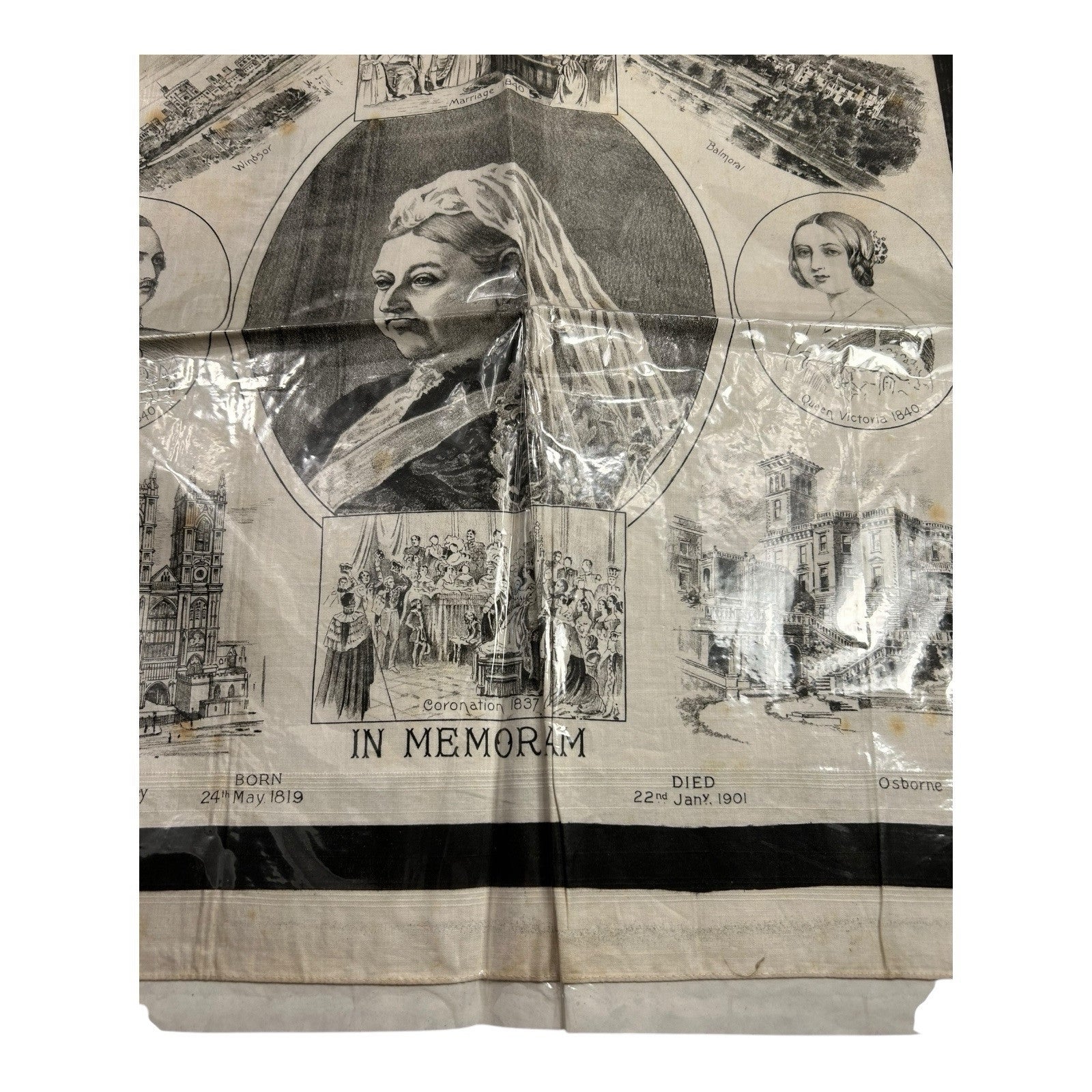 Antique Queen Victoria Commemorative Linen