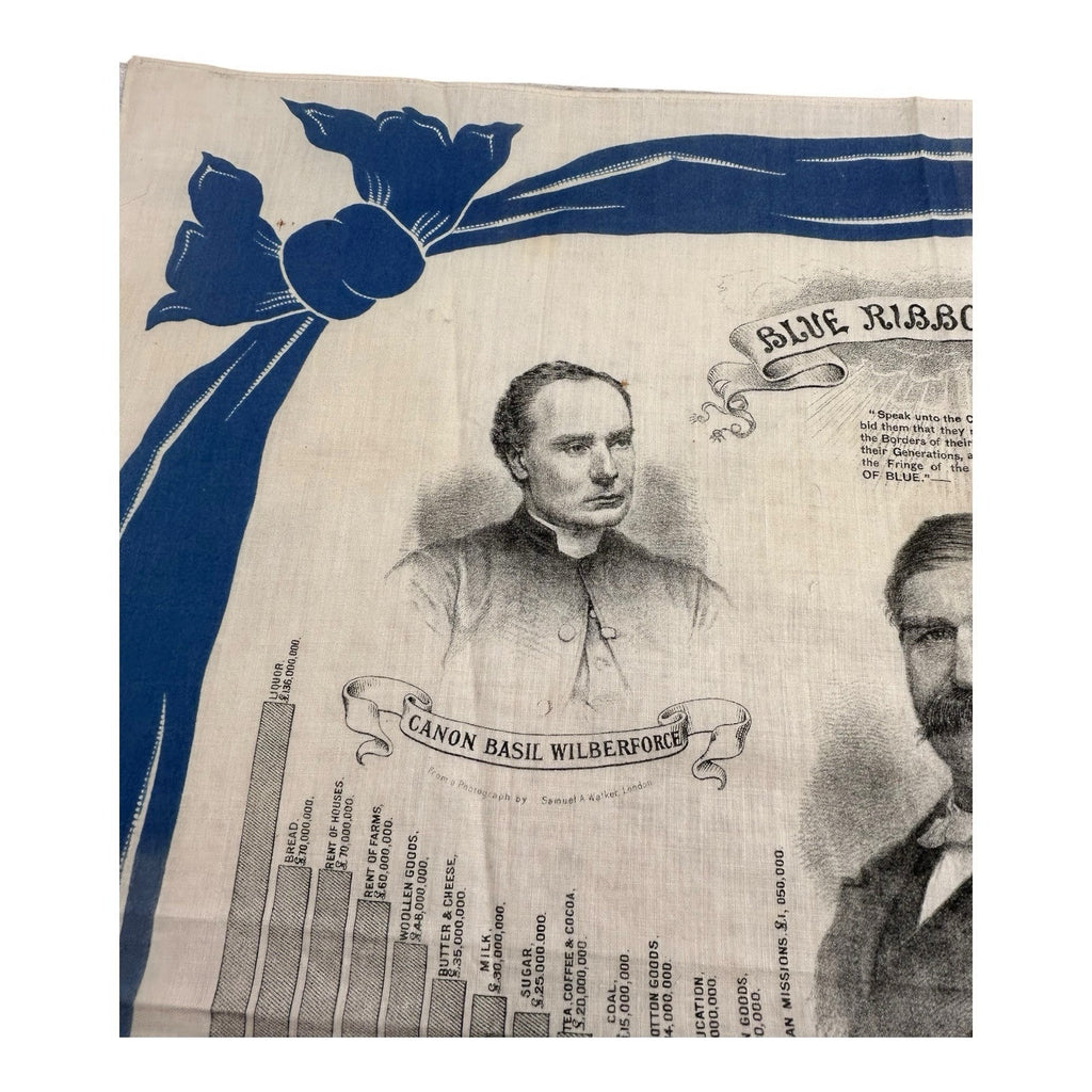 Antique Gospel & Temperance Blue Ribbon Army Leaders Linen