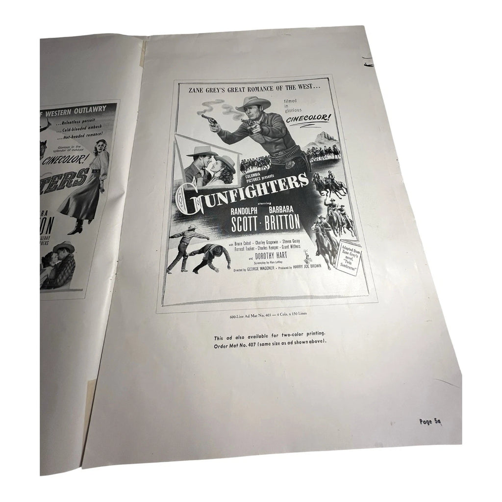 Vintage Movie Press Book Showmans Manual Gunfighters 1947
