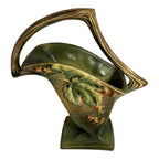 Antique Roseville Art Pottery Bushberry Art Deco Handled Basket Vase 37 1-10