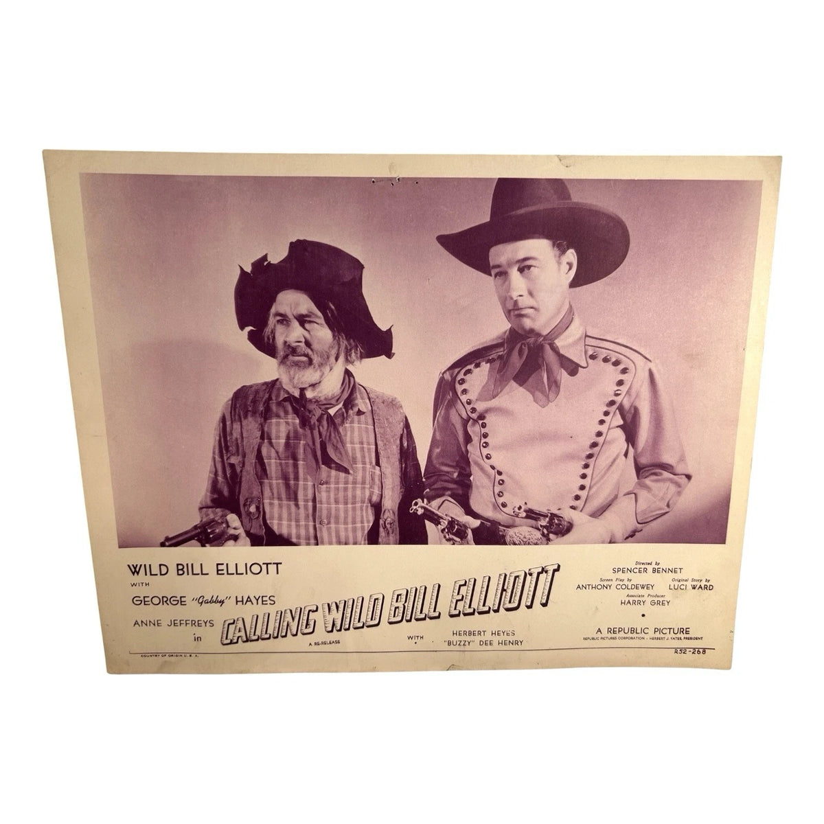 Vintage Western Movie Lobby Card Calling Wild Bill Elliott 1943