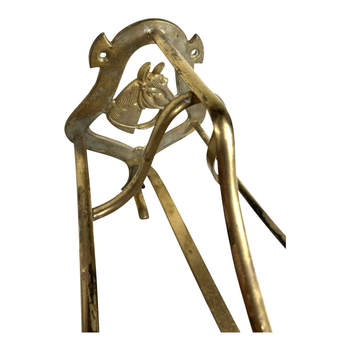 Vintage English Saddle Horse Head Brass Saddle Rack Bracket