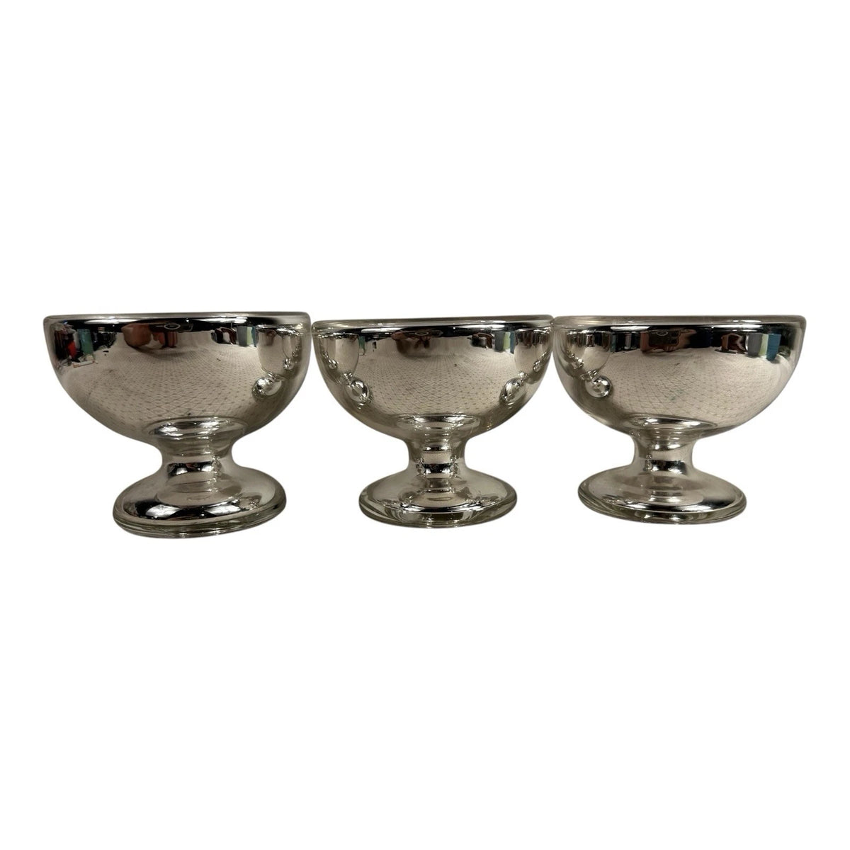 Antique Set of 3 Mercury Glass Dessert Bowls Owned by Martha Stewart