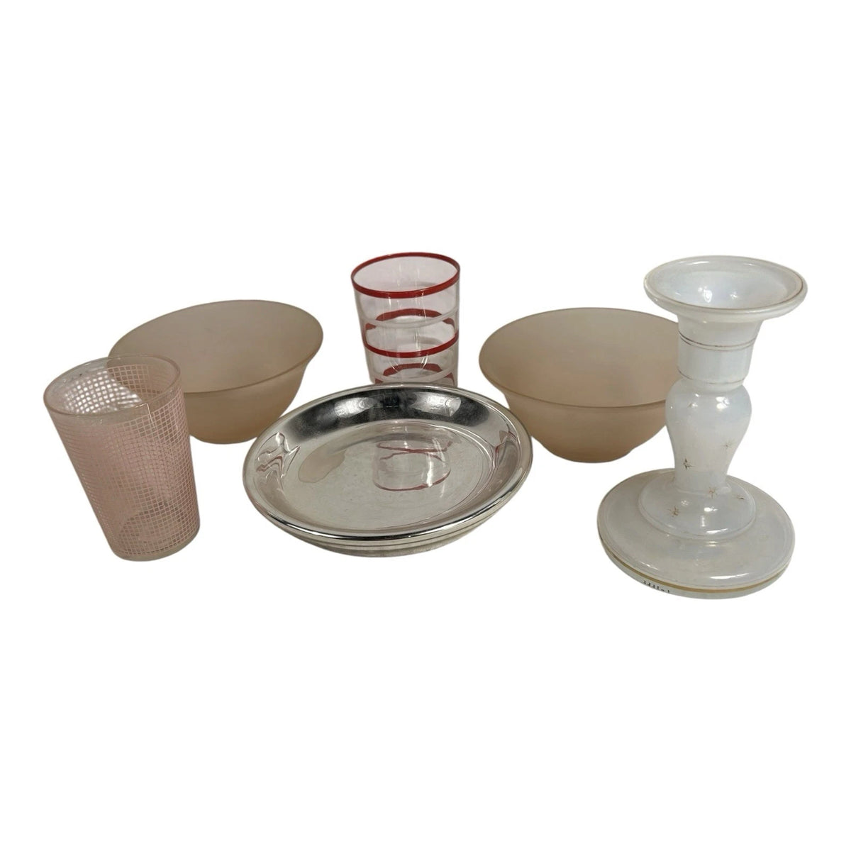 Vintage Lot of 6 Pieces Glassware & Mercury Glass Bowl Owned by Martha Stewart