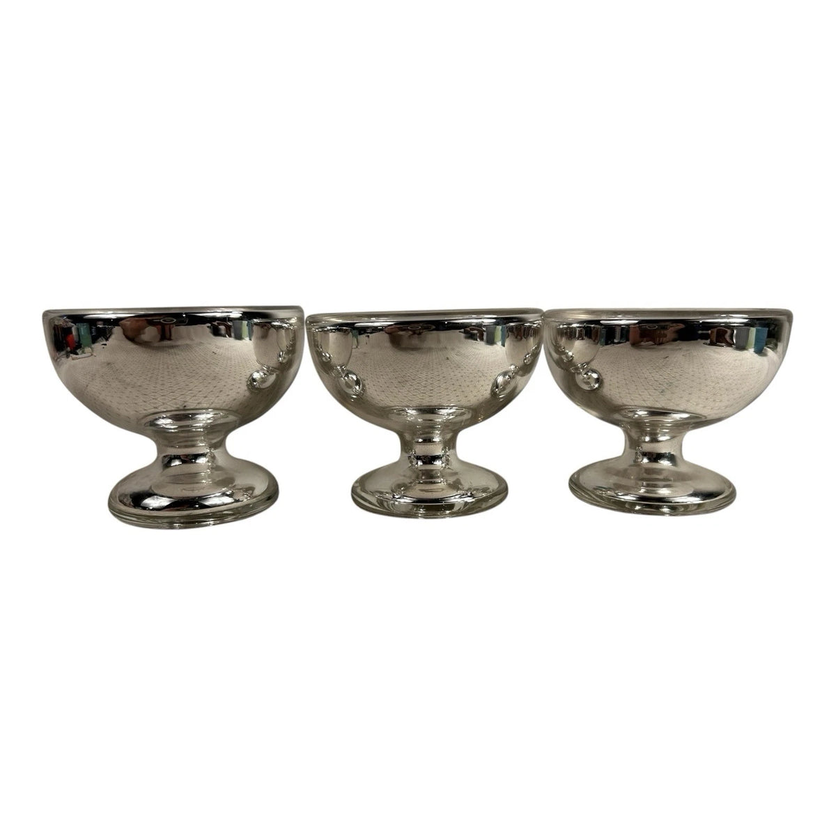 Antique Set of 3 Mercury Glass Dessert Bowls Owned by Martha Stewart