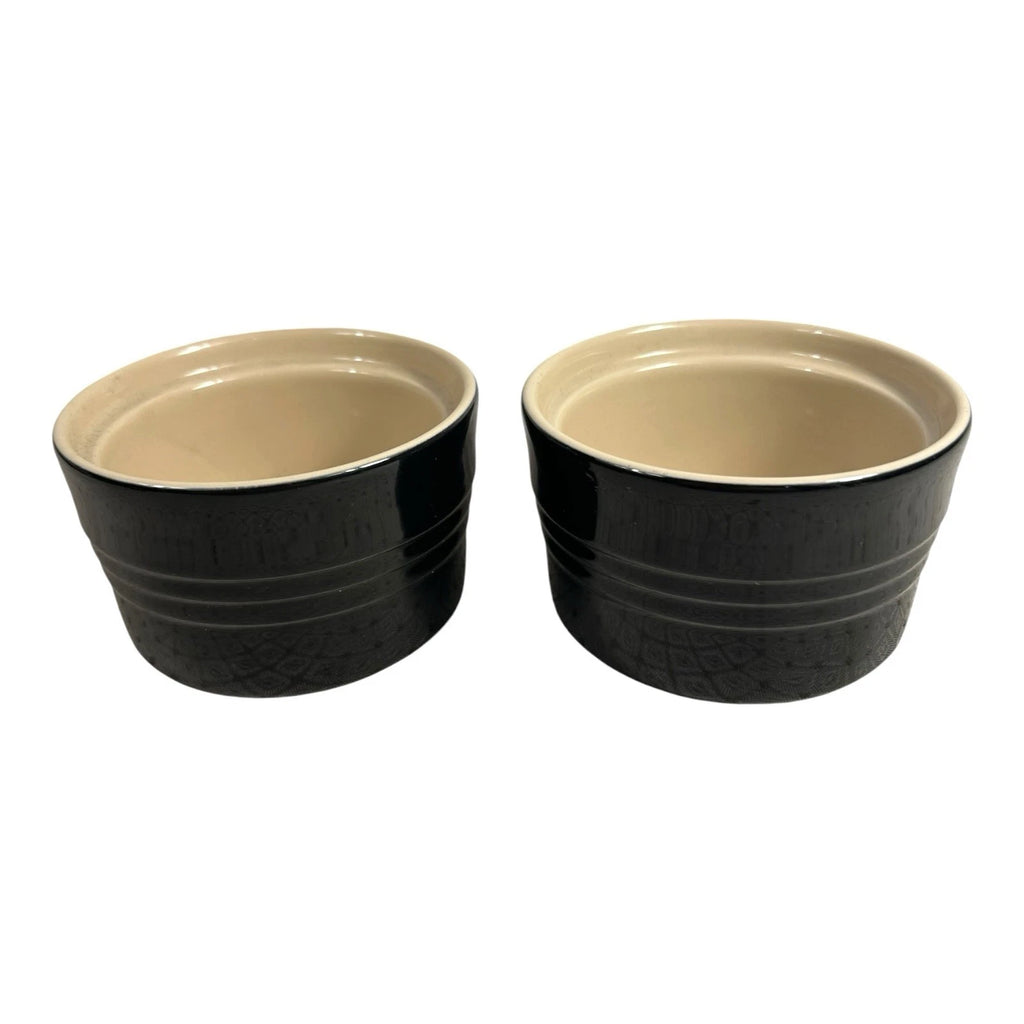 Vintage Set of 2 Black Le Creuset Ramekins Owned by Martha Stewart