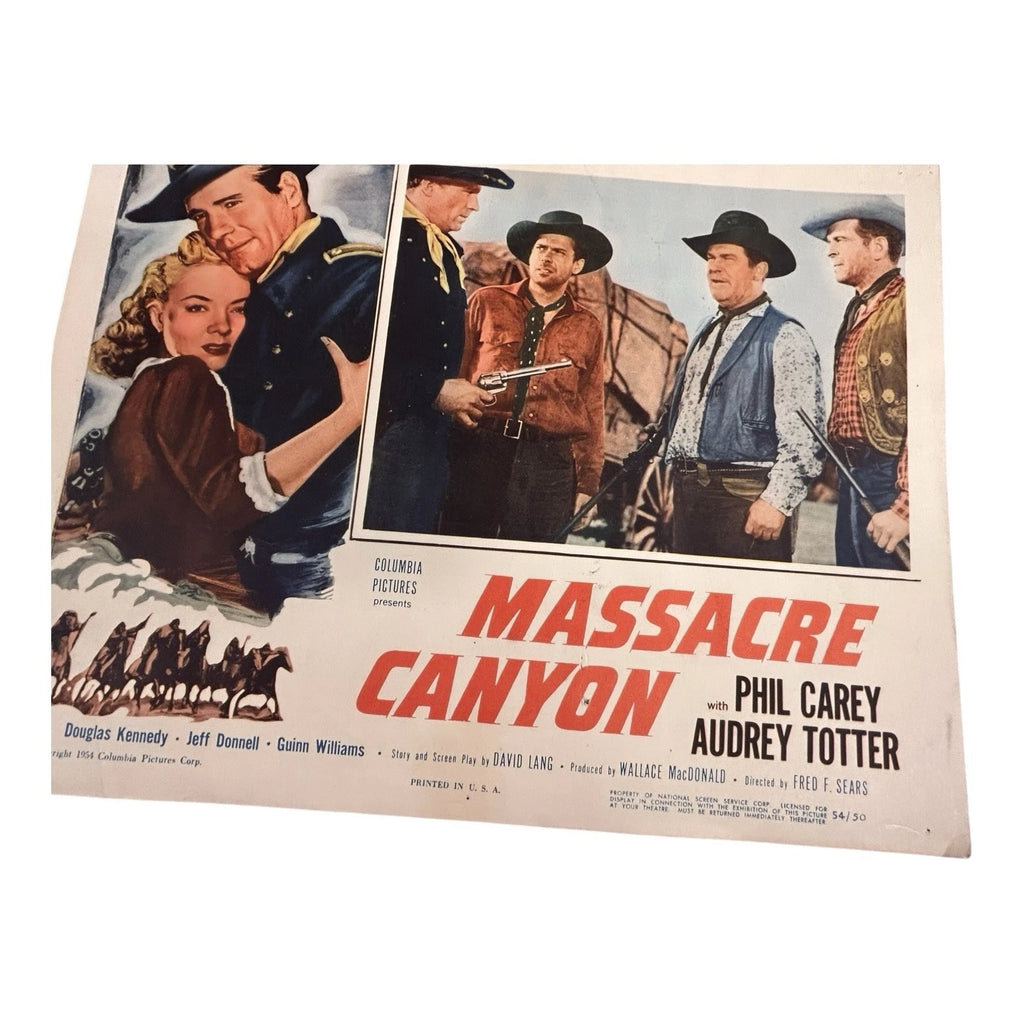 Vintage Western Movie Lobby Card Massacre Canyon 1954