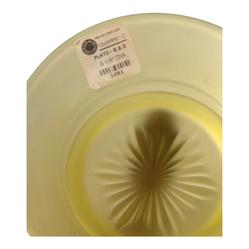 Vintage Set of 2 Vaseline Uranium Glass Plates Owned by Martha Stewart