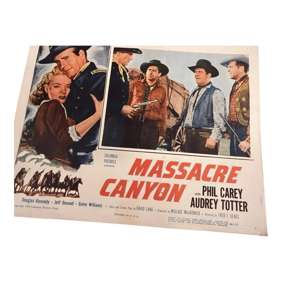 Vintage Western Movie Lobby Card Massacre Canyon 1954