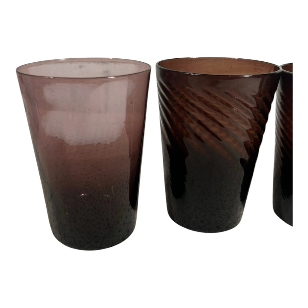 Vintage Lot 4 Amethyst Glass Drinking Glasses Tumblers Owned by Martha Stewart