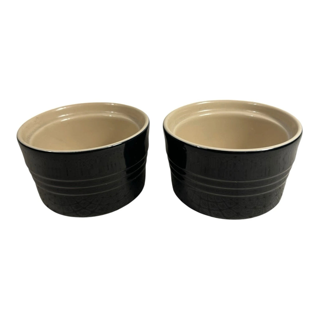 Vintage Set of 2 Black Le Creuset Ramekins Owned by Martha Stewart