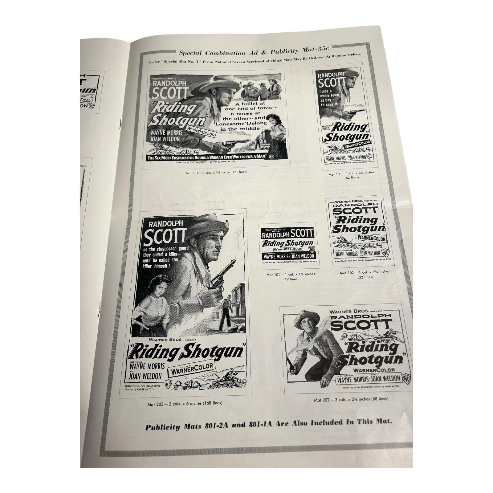 Vintage Movie Press Book Showmans Manual Riding Shotgun 1954