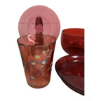 Vintage Lot of 6 Pieces of Cranberry Glass Owned by Martha Stewart