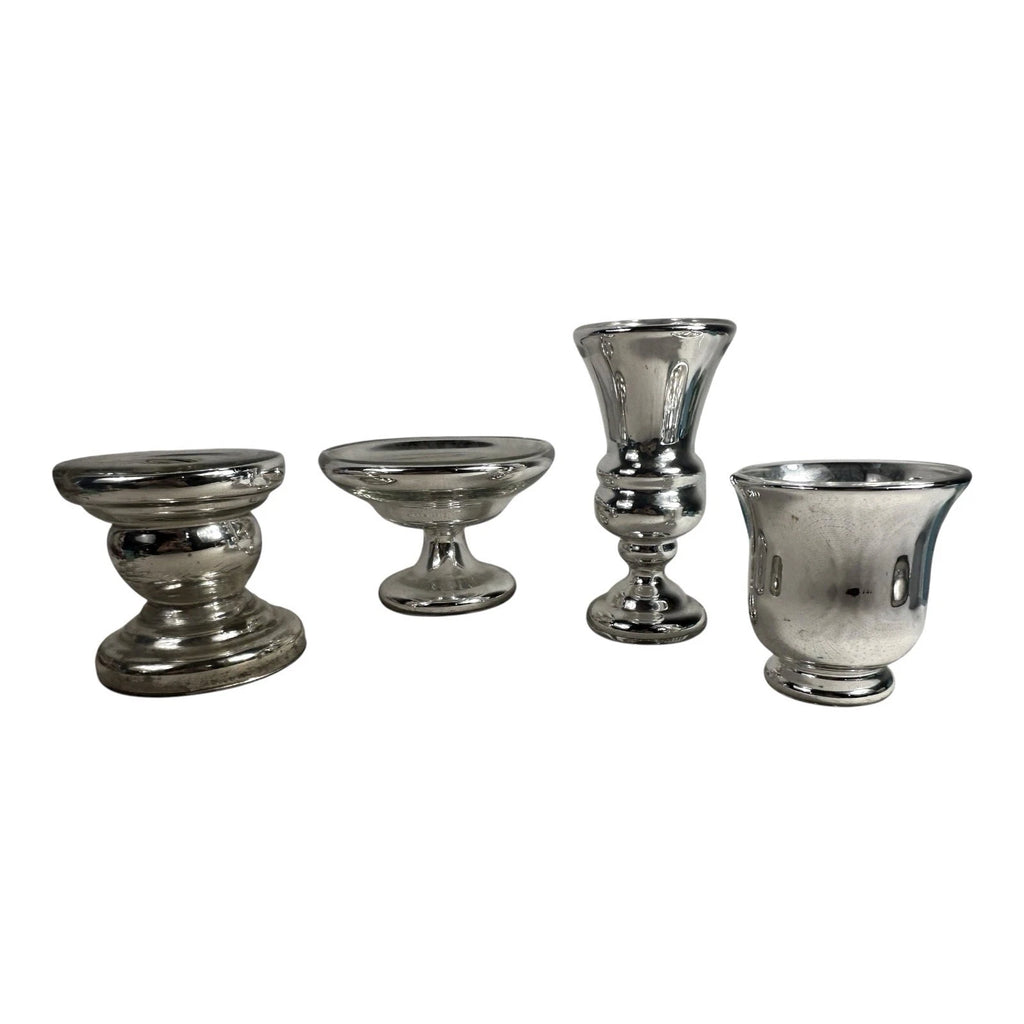 Antique Set Lot of 4 Mercury Glass Pieces Owned by Martha Stewart
