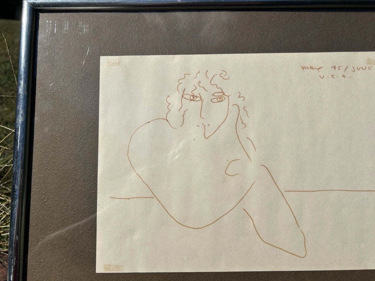 Vintage Framed  and Signed Original Drawing by Peter Max June 75