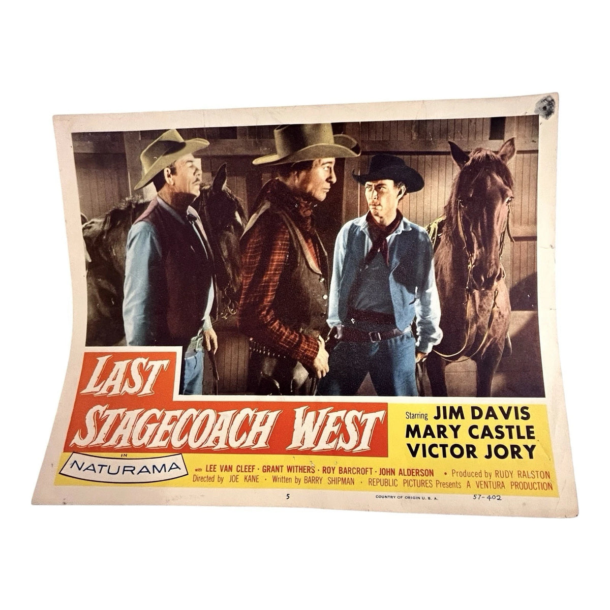 Vintage Western Movie Lobby Card Last Stagecoach West 1957
