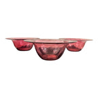 Vintage Set of 3 Cranberry Glass Bowls Owned by Martha Stewart