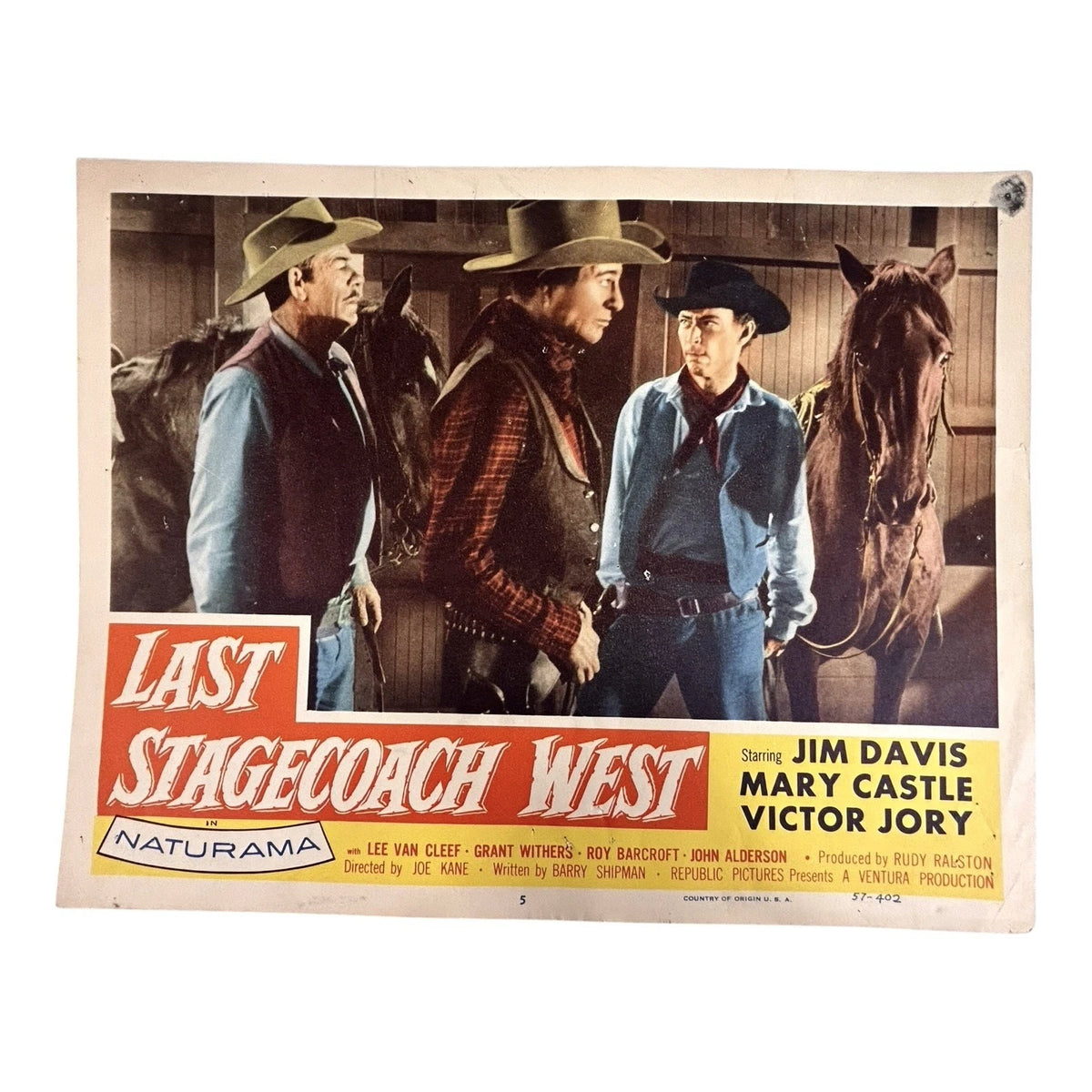 Vintage Western Movie Lobby Card Last Stagecoach West 1957