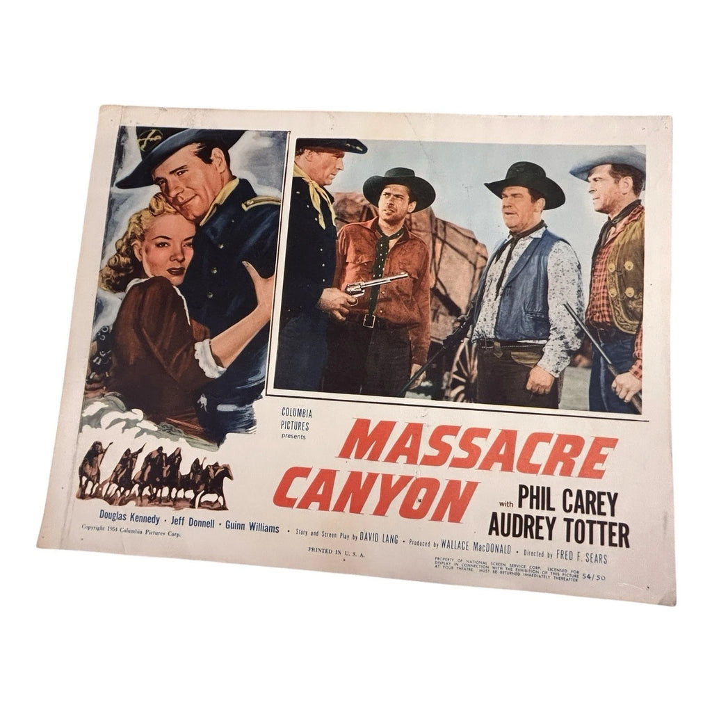 Vintage Western Movie Lobby Card Massacre Canyon 1954