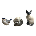 Vintage Lot 3 Royal Copenhagen Figurines Playing Cats 683 Siamese Cat 681 Bird