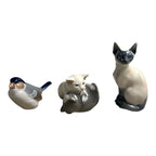 Vintage Lot 3 Royal Copenhagen Figurines Playing Cats 683 Siamese Cat 681 Bird