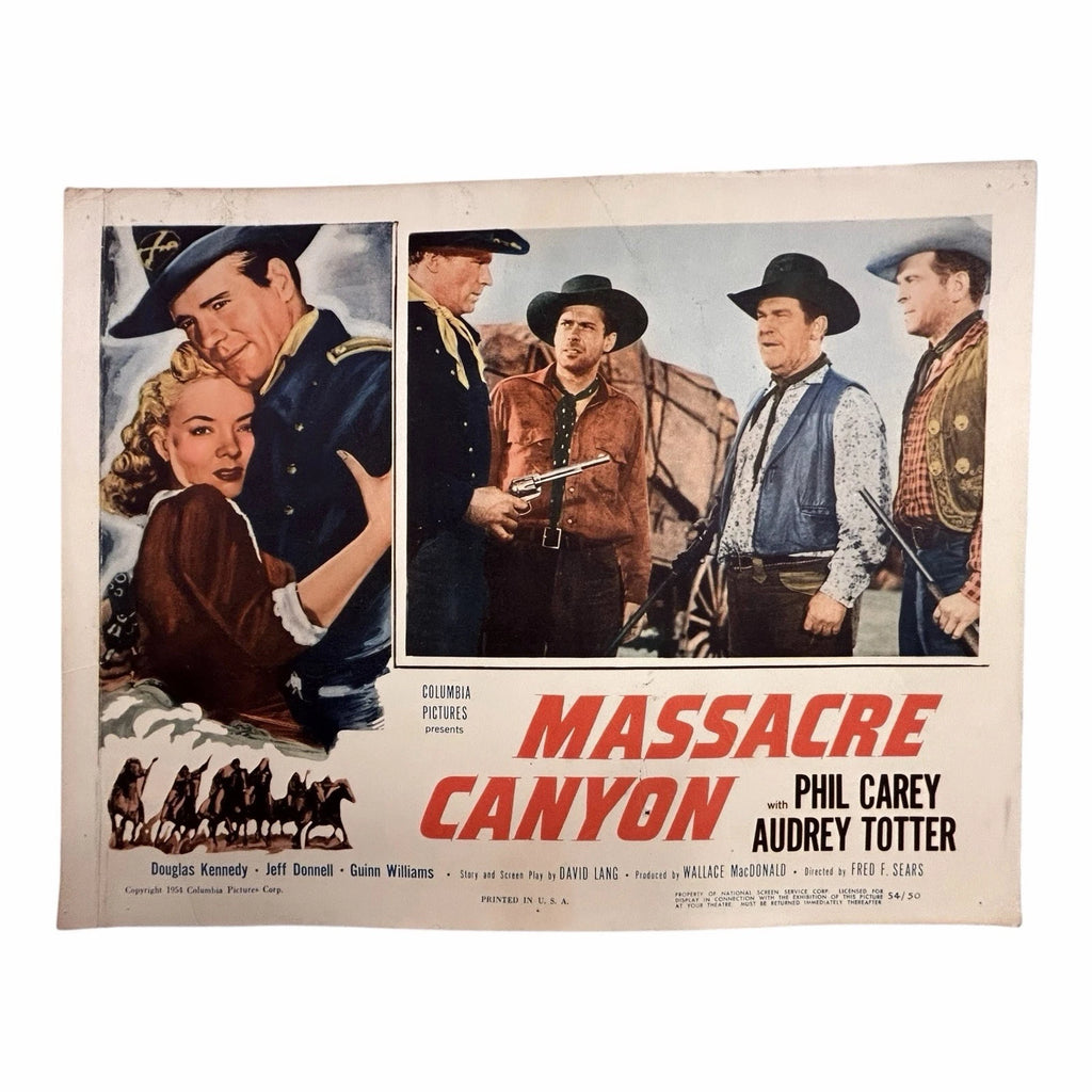 Vintage Western Movie Lobby Card Massacre Canyon 1954