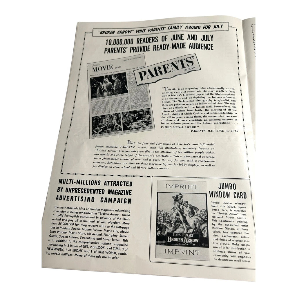 Vintage Movie Press Book Showmans Manual Broken Arrow 1950
