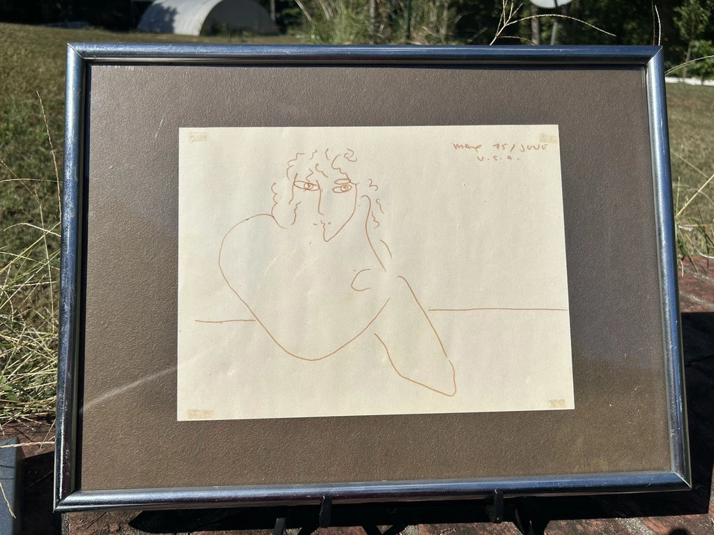 Vintage Framed  and Signed Original Drawing by Peter Max June 75