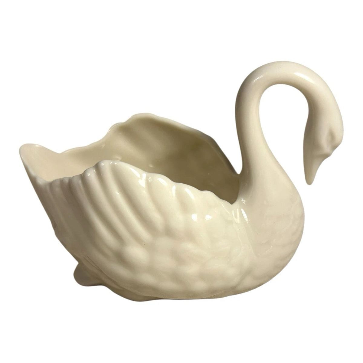 Vintage Lenox Porcelain Swan Trinket Dish with Green Wreath Stamp